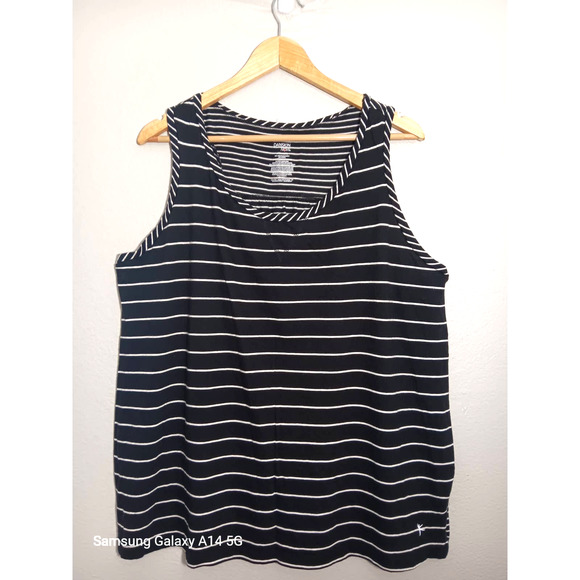 Danskin Now Athletic Sports Stripped Sleeveless Black Plus Siz 2X/18W Top Blouse - Picture 1 of 8